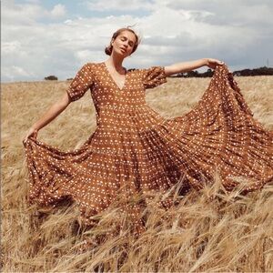 Daughters of India Brown Floral Maxi Dress